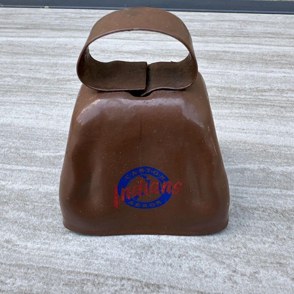 Vintage Akron Canton Indians New Tower Mall Brown Cowbell Baseball